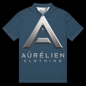 AURÉLIEN Blue Polo Shirt with Geometric Logo